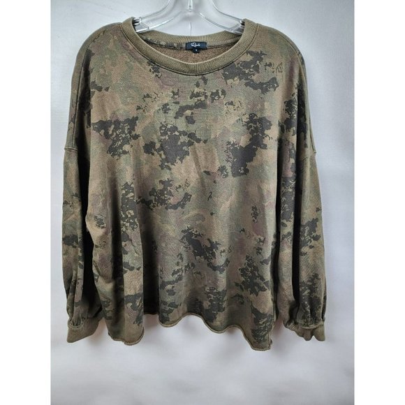 RAILS Green Pullover Drop Shoulder Reeves Knox Camo Sweatshirt Size Small - Picture 2 of 9